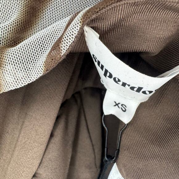 Superdown Kasey Mesh Mini Dress Sleeveless Abstract Print Gray Brown Size XS NWT - Picture 7 of 10